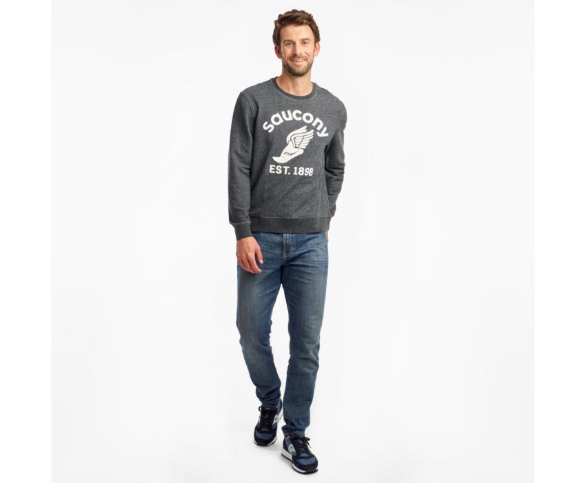 Saucony Rested Crewneck Black Heather | Men Tops