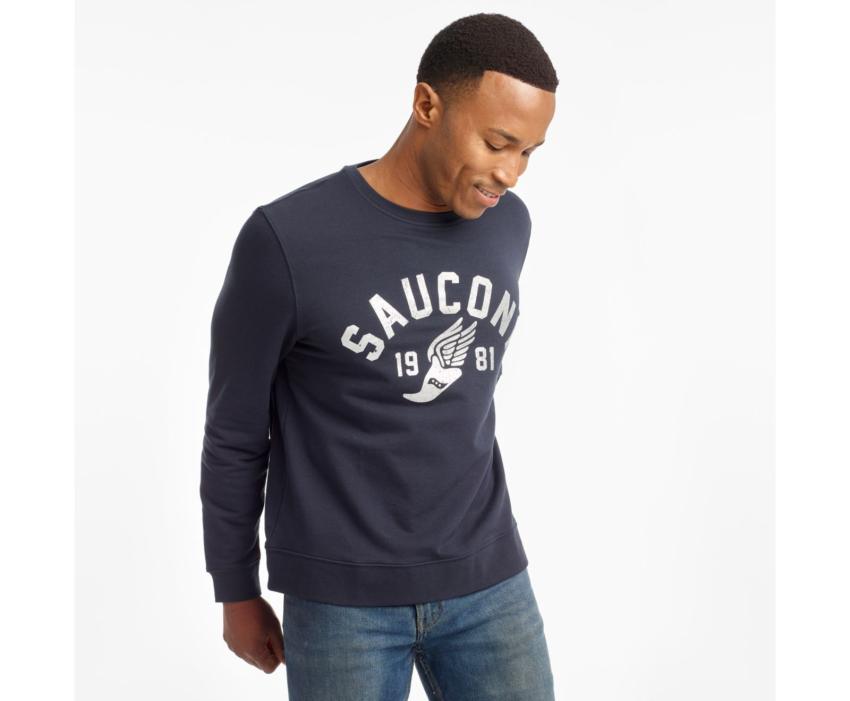 Saucony Rested Crewneck Dark Navy | Men Tops