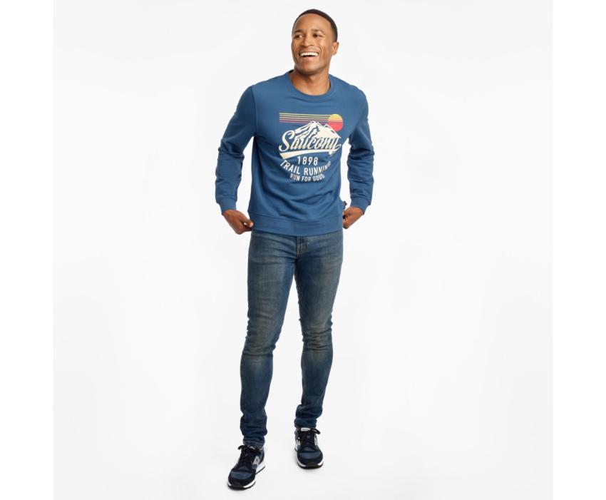 Saucony Rested Crewneck Ensign Blue | Men Tops