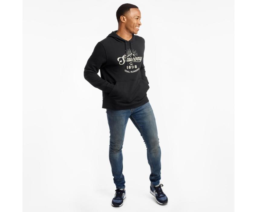 Saucony Rested Hoodie Black | Men Tops