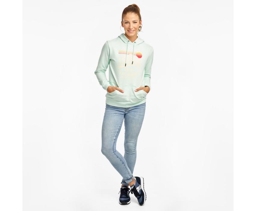 Saucony Rested Hoodie Opal Blue | Women Tops