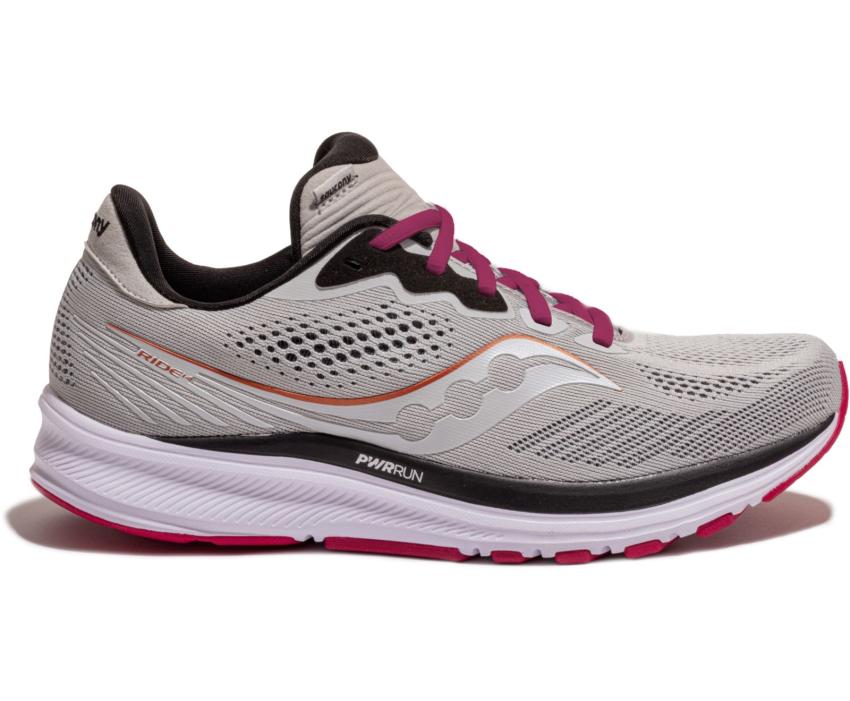 Saucony Ride 14 Wide Fog / Cherry | Women Running