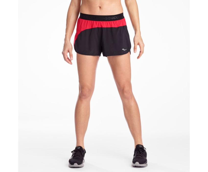 Saucony Split Second 2.5" Short Black / Red | Women Bottoms