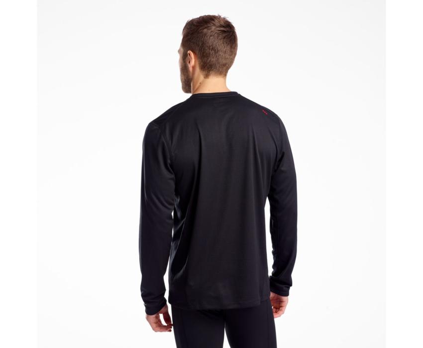 Saucony Stopwatch Long Sleeve Black | Men Tops