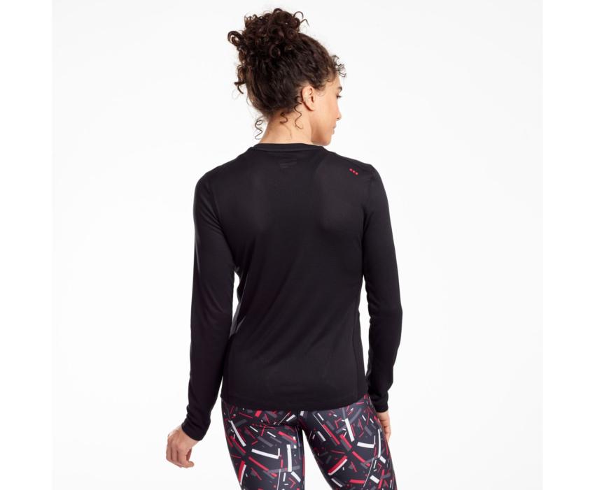 Saucony Stopwatch Long Sleeve Black | Women Tops