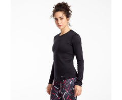 Saucony Stopwatch Long Sleeve Black | Women Tops
