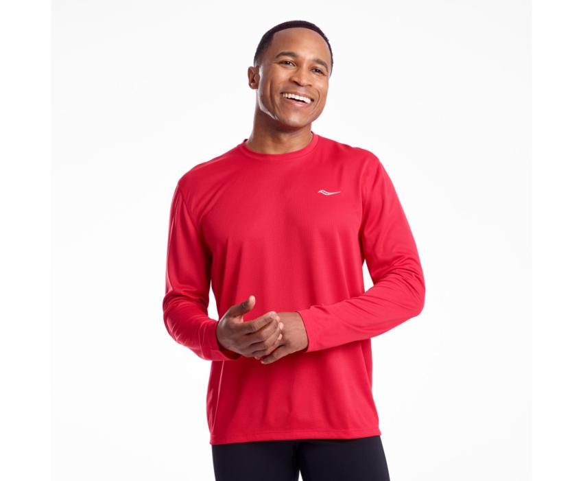 Saucony Stopwatch Long Sleeve Saucony Red | Men Tops