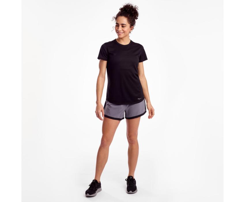 Saucony Stopwatch Short Sleeve Black | Women Tops