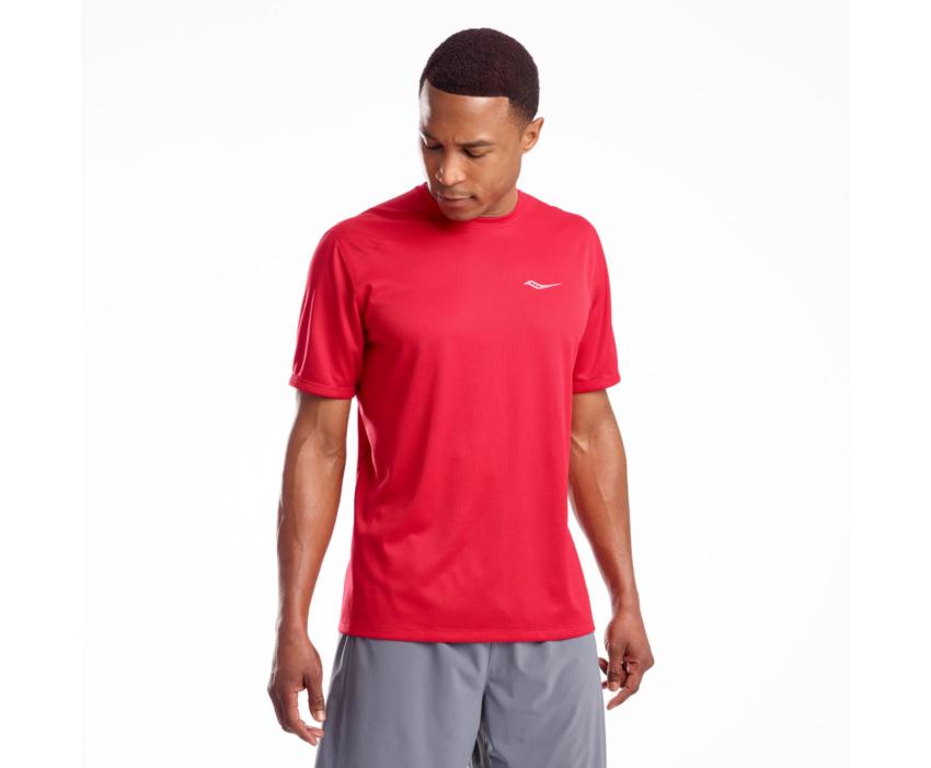 Saucony Stopwatch Short Sleeve Saucony Red | Men Tops
