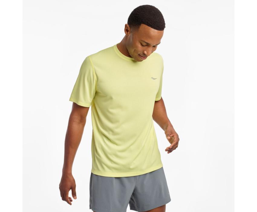 Saucony Stopwatch Short Sleeve Sunny Lime | Men Tops