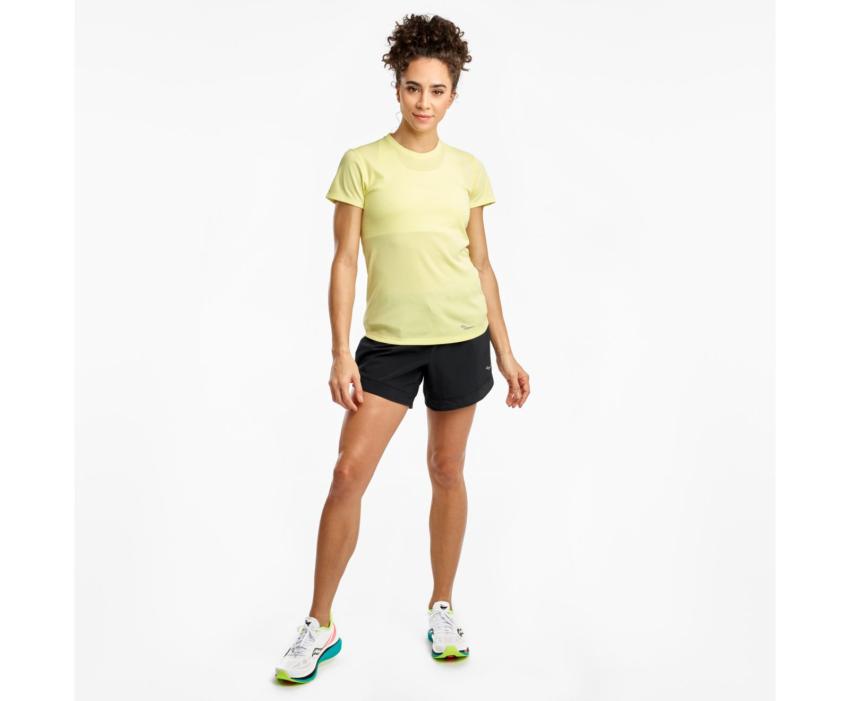 Saucony Stopwatch Short Sleeve Sunny Lime | Women Tops