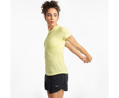 Saucony Stopwatch Short Sleeve Sunny Lime | Women Tops