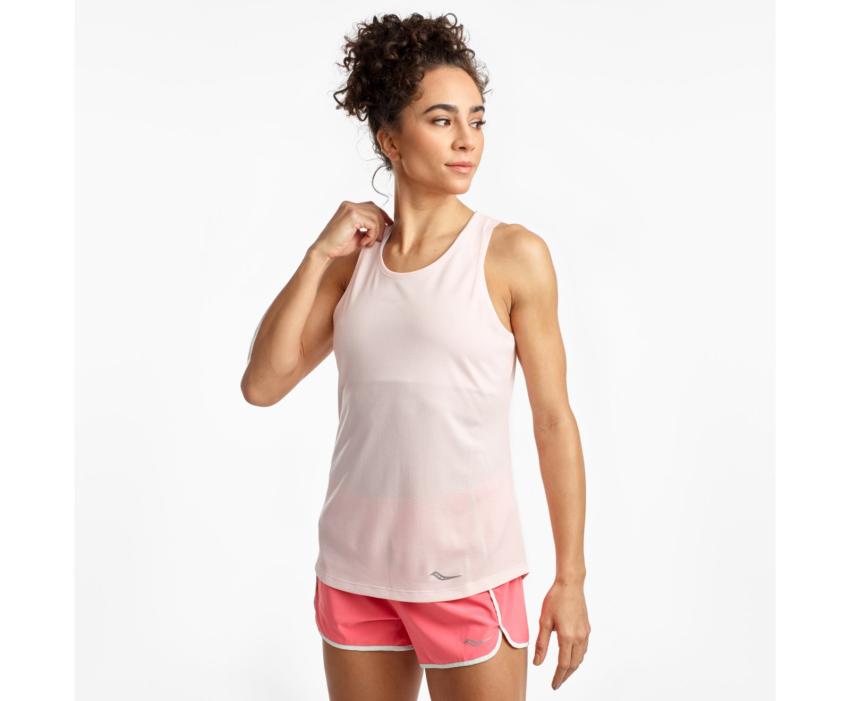 Saucony Stopwatch Singlet Barely Pink | Women Tops