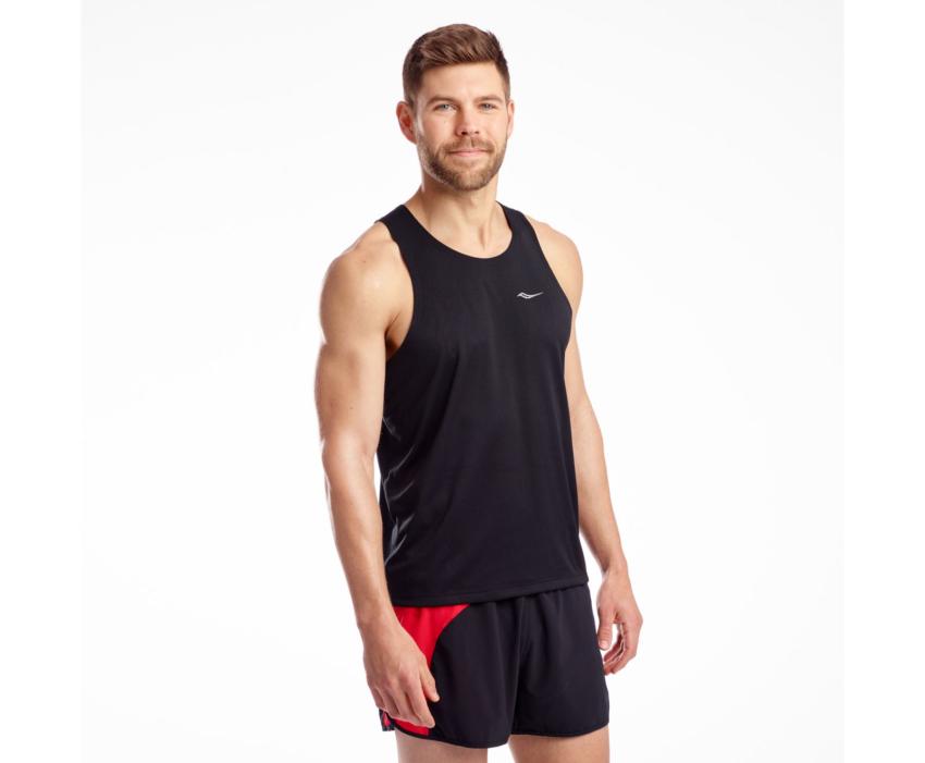 Saucony Stopwatch Singlet Black | Men Tops