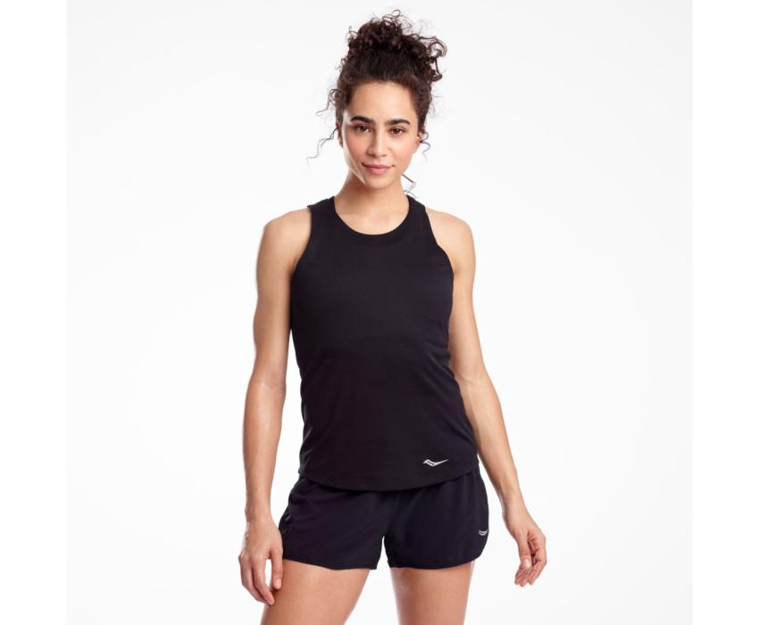 Saucony Stopwatch Singlet Black | Women Tops