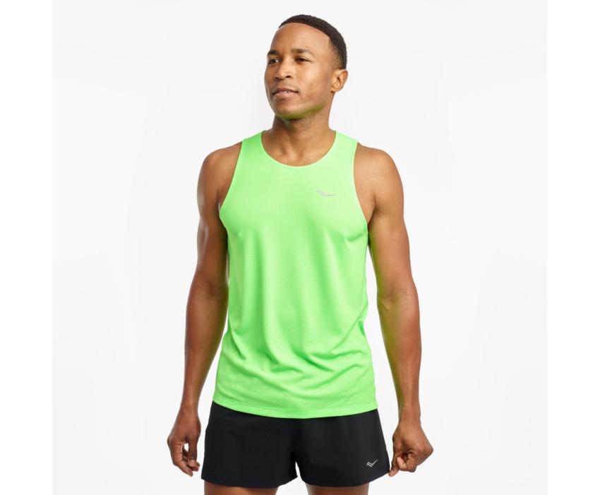 Saucony Stopwatch Singlet Vizipro Slime | Men Tops