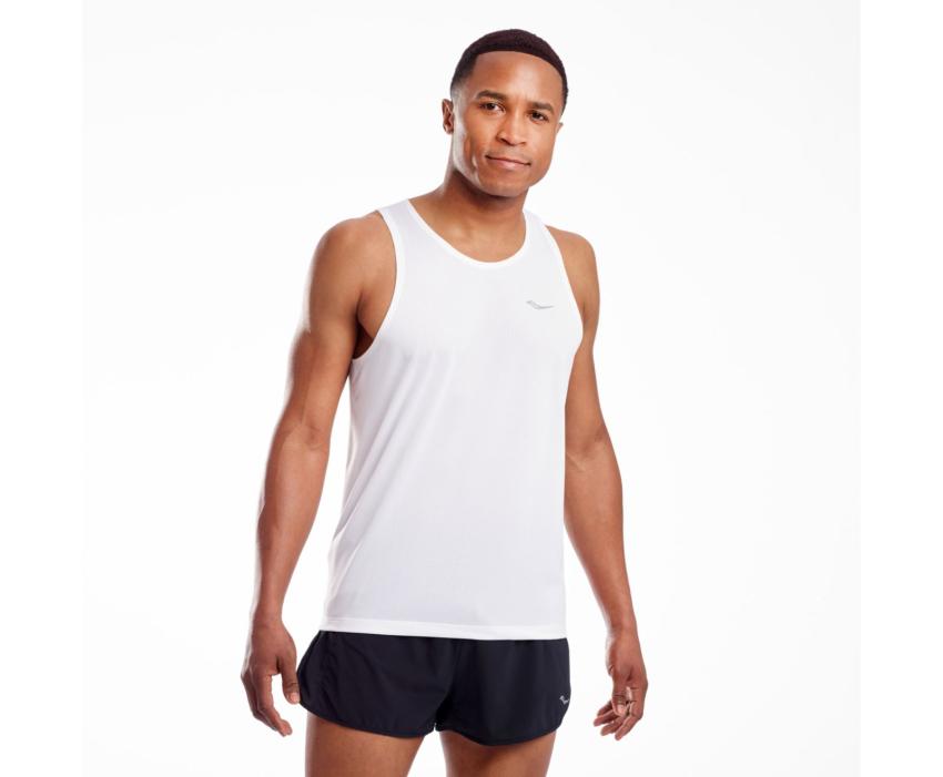 Saucony Stopwatch Singlet White | Men Tops